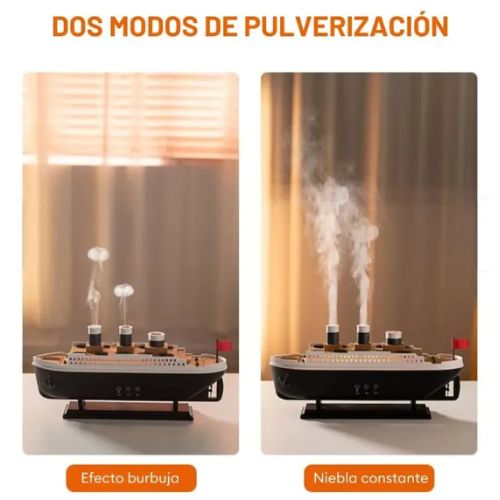 HUMIDIFICADOR Y DIFUSOR DE AROMAS BARCO TITANIC CON LUCES RBG