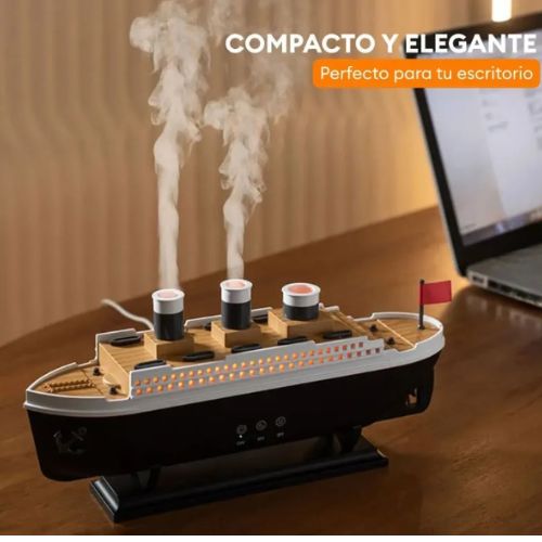 HUMIDIFICADOR Y DIFUSOR DE AROMAS BARCO TITANIC CON LUCES RBG