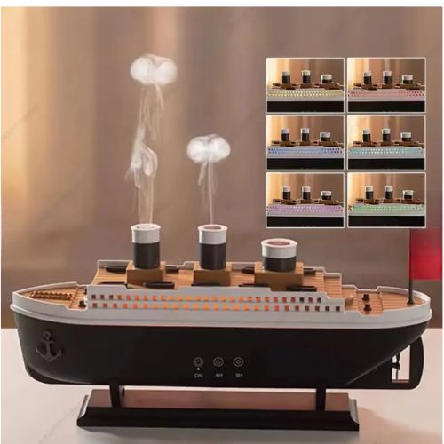 HUMIDIFICADOR Y DIFUSOR DE AROMAS BARCO TITANIC CON LUCES RBG