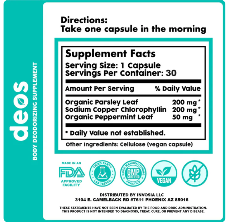 DEOS IDESODORANTE INTERNO CORPORAL 30 CAPSULAS