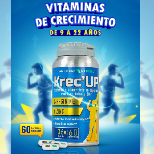 Krece Up Forte Kids - Con Zinc y L-Arginina para un crecimiento fuerte y saludable😊