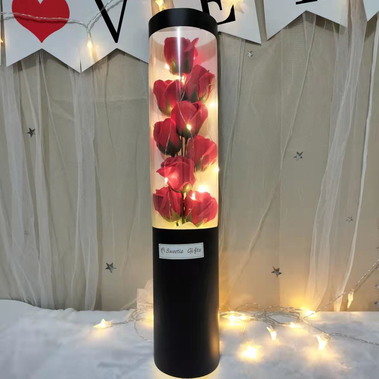 ROSAS DE JABON CON LUCES